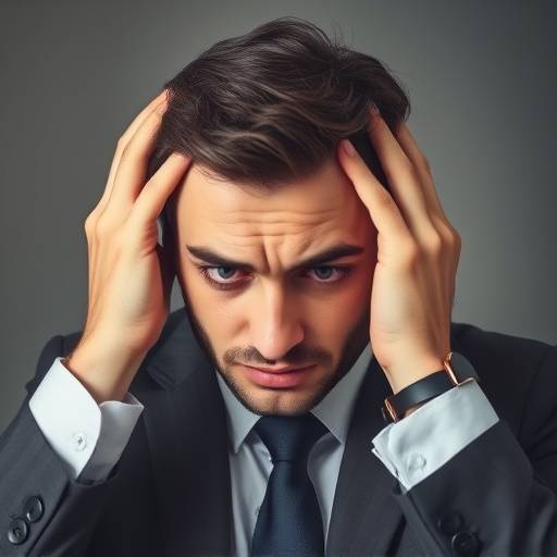 Un manager stressato che si tiene la testa, simbolo di frustrazione e difficolt&agrave; di gestione.